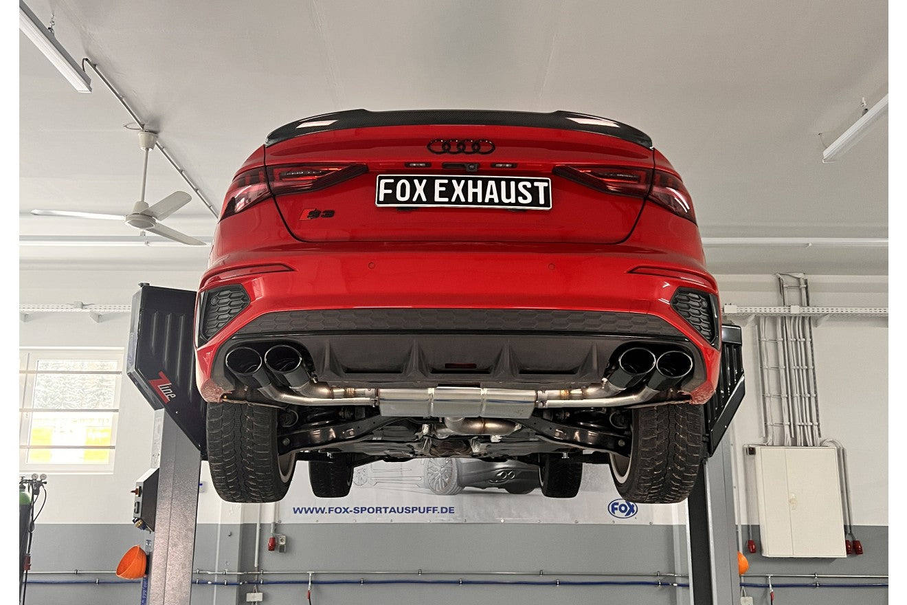 Fox Duplex Auspuff Sportauspuff Endschalldämpfer Halbanlage für Audi S3 GY Limo