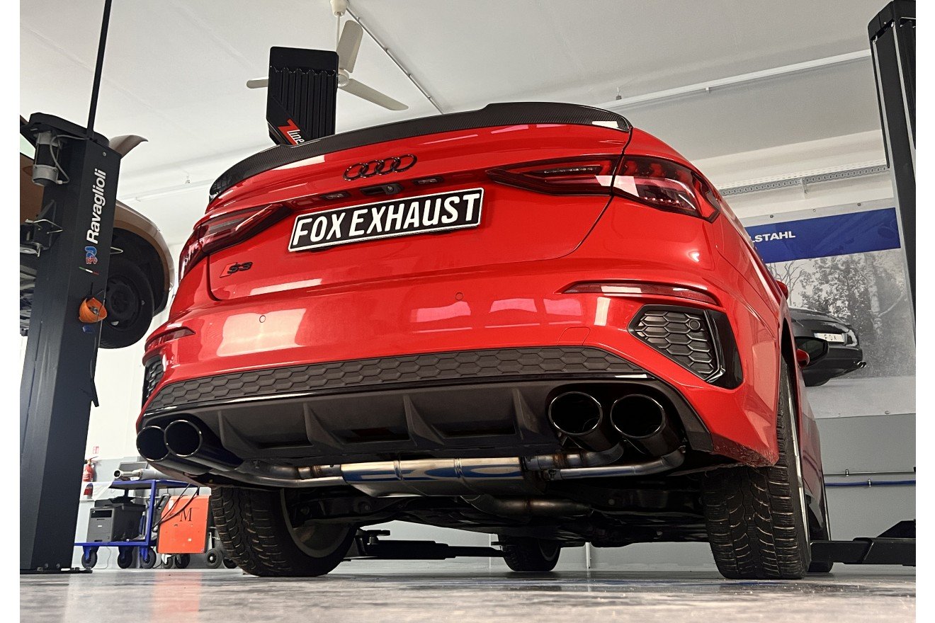Fox Duplex Auspuff Sportauspuff Endschalldämpfer Halbanlage für Audi S3 GY Limo