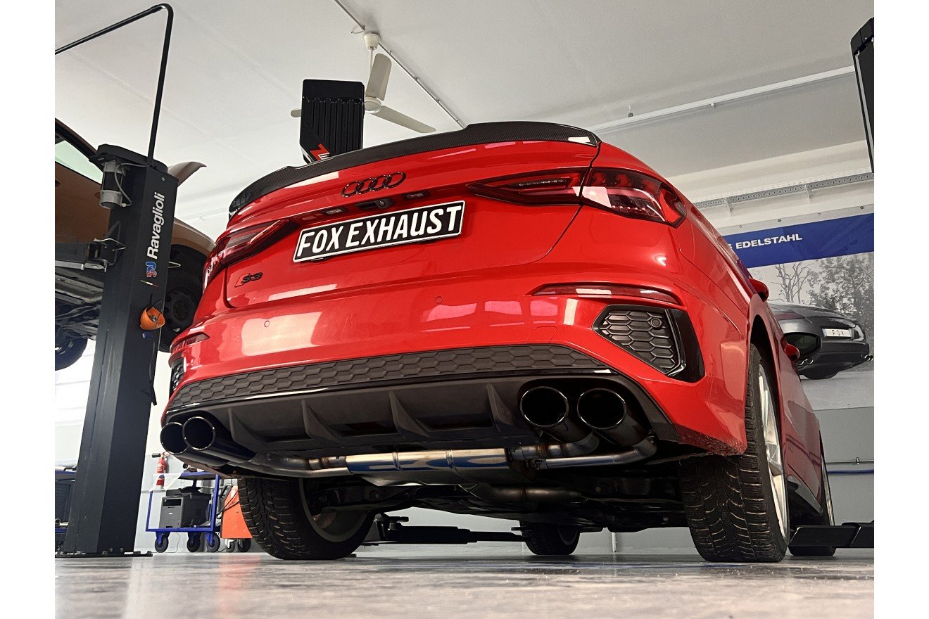 Fox Duplex Auspuff Sportauspuff Endschalldämpfer Halbanlage für Audi S3 GY Limo