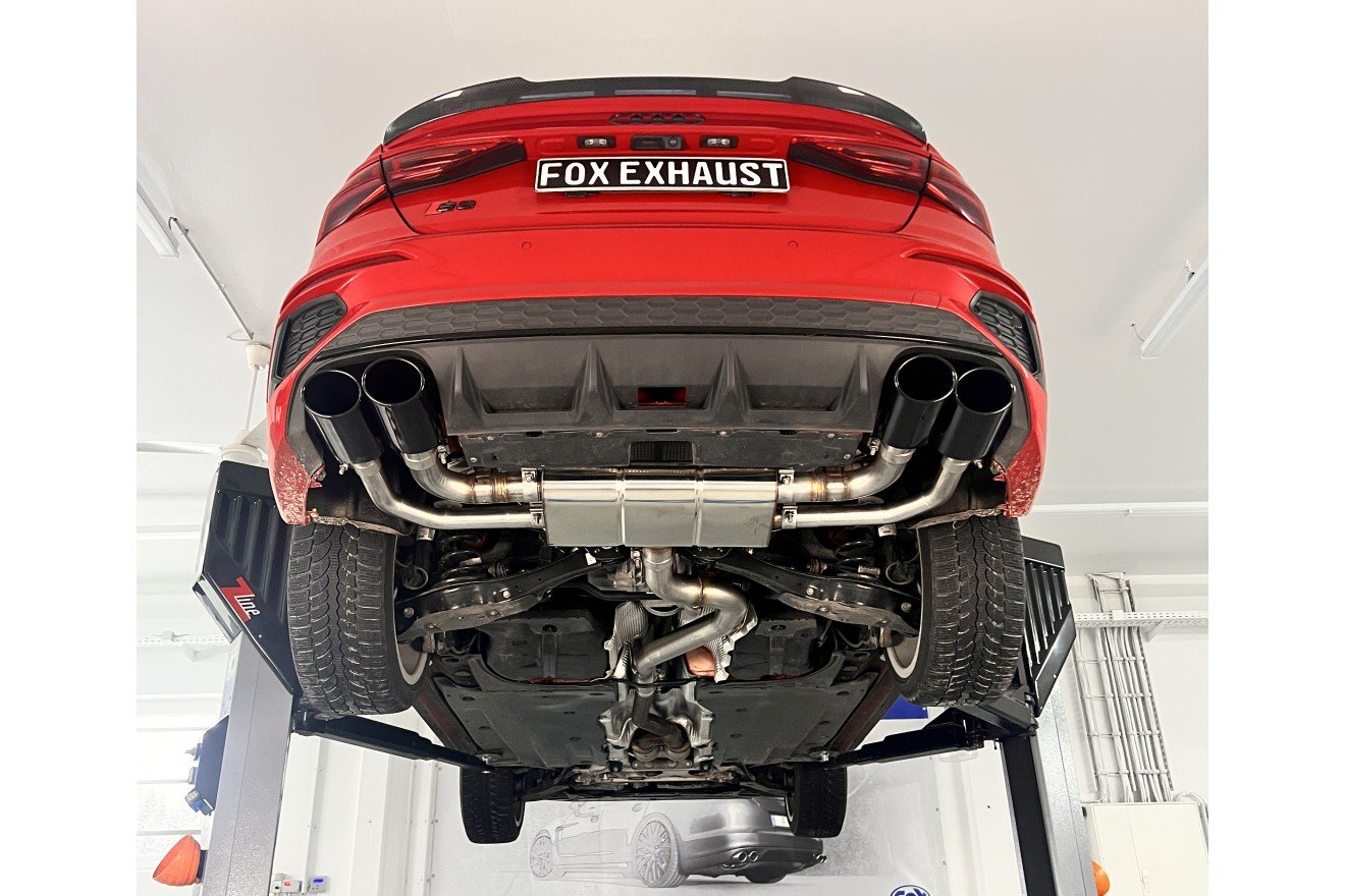 Fox Duplex Auspuff Sportauspuff Endschalldämpfer Halbanlage für Audi S3 GY Limo
