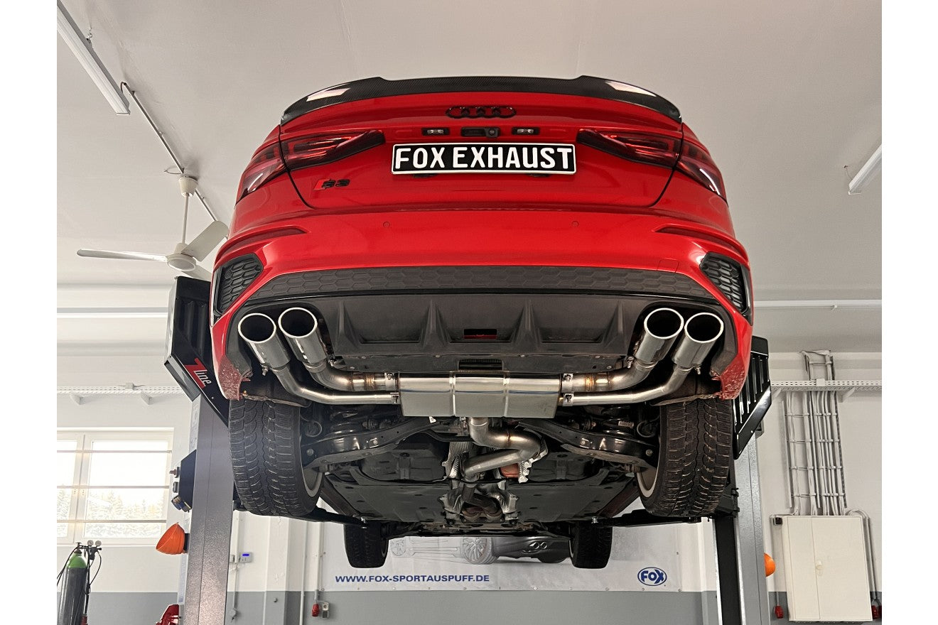 Fox Duplex Auspuff Sportauspuff Endschalldämpfer Halbanlage für Audi S3 GY Limo