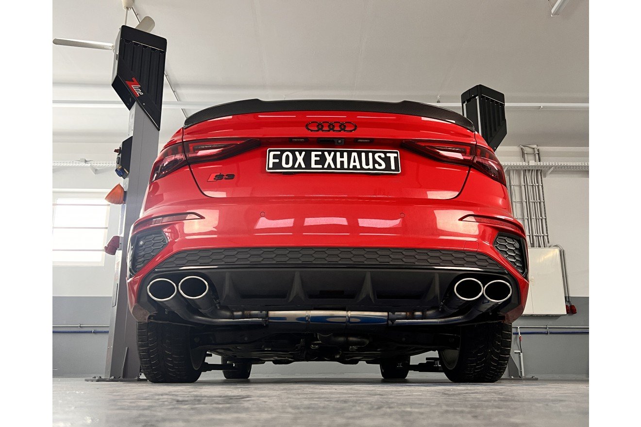 Fox Duplex Auspuff Sportauspuff Endschalldämpfer Halbanlage für Audi S3 GY Limo