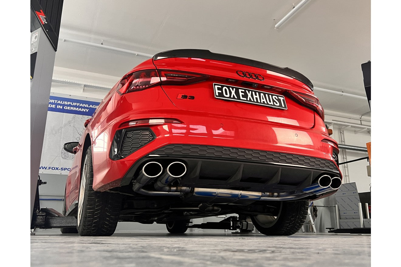 Fox Duplex Auspuff Sportauspuff Endschalldämpfer Halbanlage für Audi S3 GY Limo
