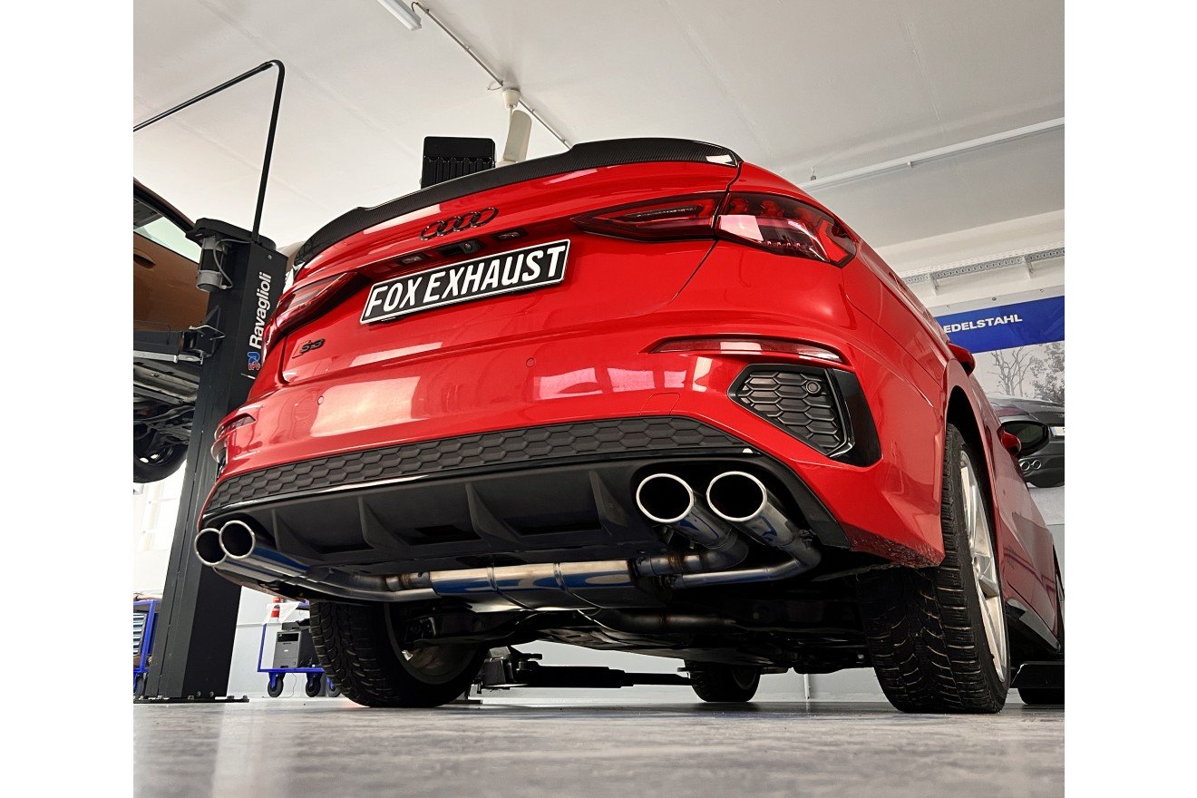 Fox Duplex Auspuff Sportauspuff Endschalldämpfer Halbanlage für Audi S3 GY Limo