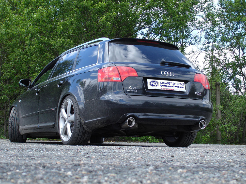 Fox Duplex Auspuff Sportauspuff Endschalldämpfer für Audi A4 Typ B7 quattro 1x90