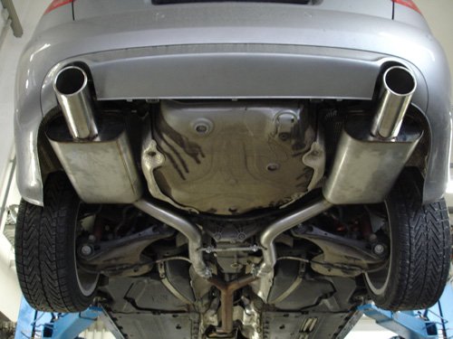 Fox Duplex Auspuff Sportauspuff Endschalldämpfer für Audi A4 Typ B7 quattro 1x90
