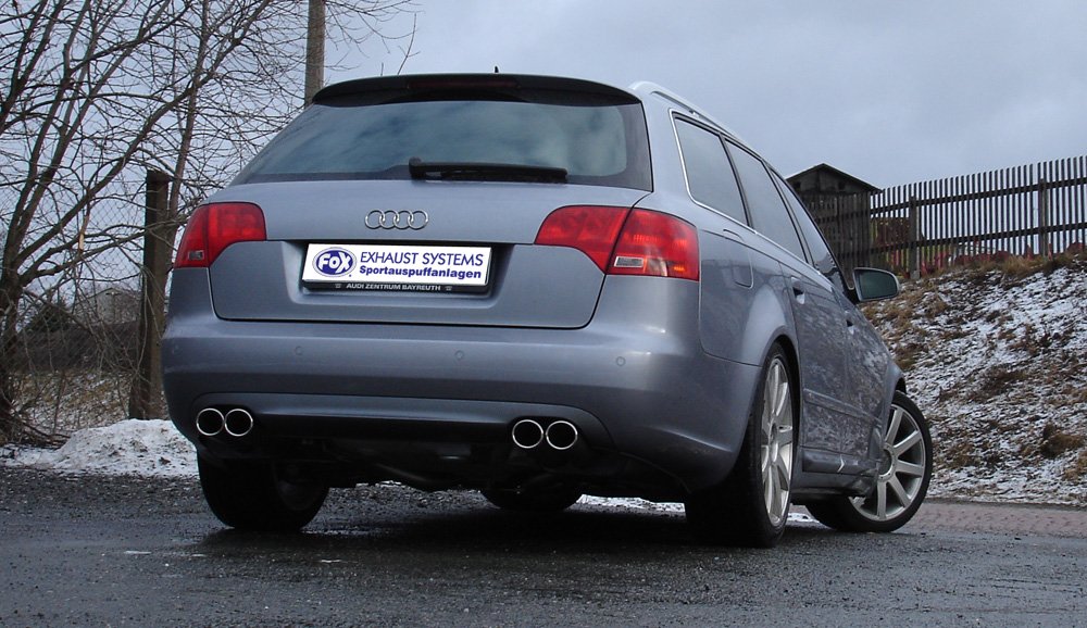 Fox Duplex Auspuff Sportauspuff Endschalldämpfer für Audi A4 Typ B7 quattro