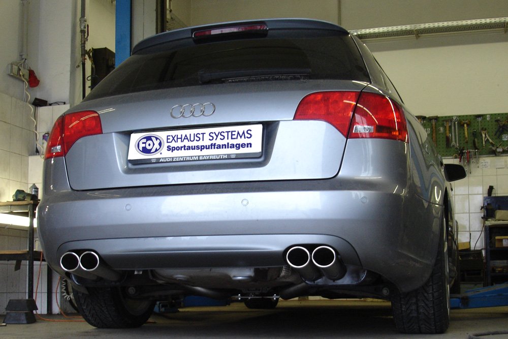 Fox Duplex Auspuff Sportauspuff Endschalldämpfer für Audi A4 Typ B7 quattro