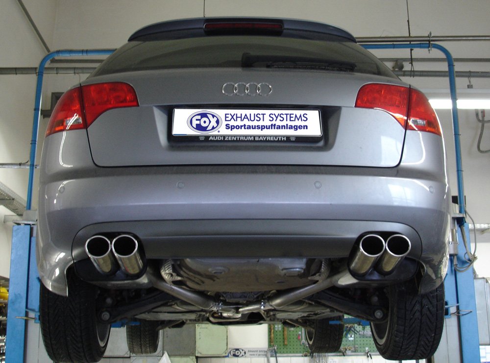 Fox Duplex Auspuff Sportauspuff Endschalldämpfer für Audi A4 Typ B7 quattro