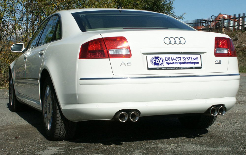 Fox Duplex Auspuff Sportauspuff Endschalldämpfer für Audi A8/ S8 Typ 4E 2x80
