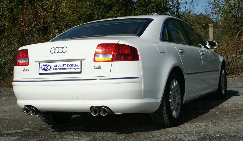 Fox Duplex Auspuff Sportauspuff Endschalldämpfer für Audi A8/ S8 Typ 4E 2x80