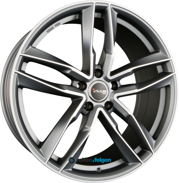 AVUS Racing AF16 8.5x20 ET20 5x112 NB66.6 Matt Anthracite Polished