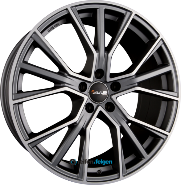 AVUS Racing AF18 10x22 ET26 5x112 NB66.6 Matt Anthracite Polished