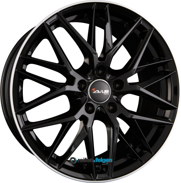 AVUS Racing AF19 8x18 ET30 5x112 NB66.6 Black Polished Lip
