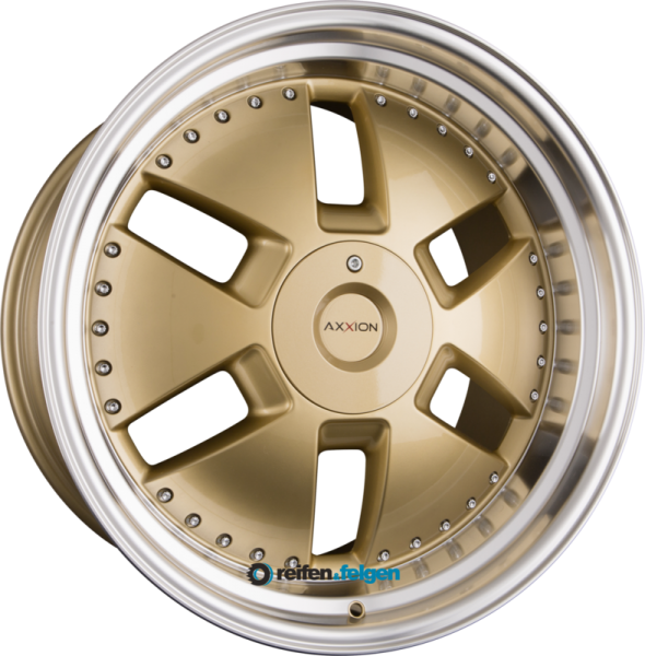 AXXION Y1 9x21 ET30 5x112 NB66.6 (GG+ML+) Gold Glanz mit poliertem Felgenbett