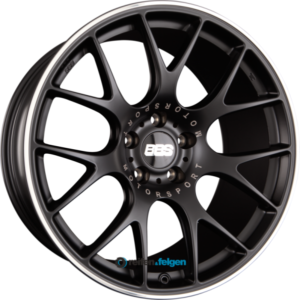 BBS CH-R 8.5x18 ET38 5x112 NB82 Schwarz Matt mit Edelstahl Anfahrschutz