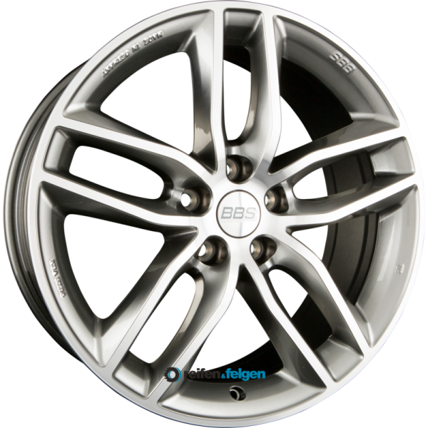 BBS SX 8.5x19 ET32 5x120 NB82 Platinum Silber Diamantgedreht