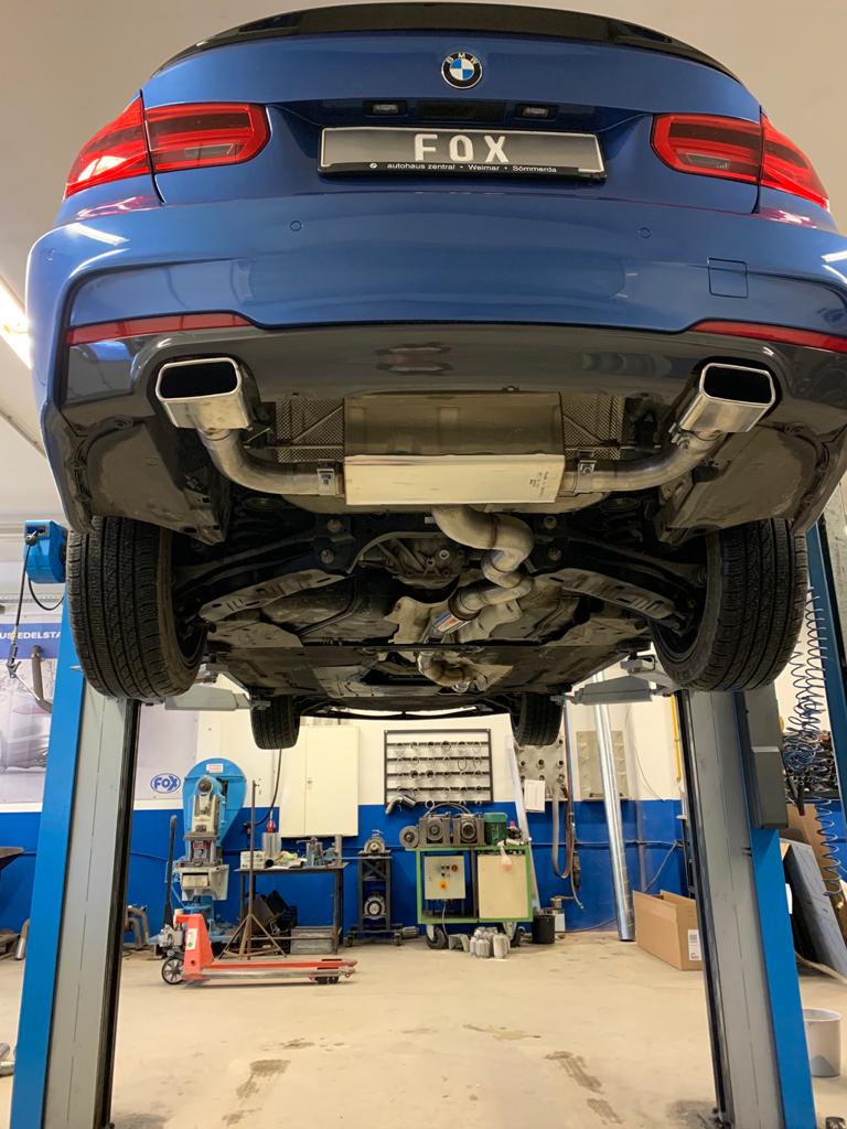 Fox Duplex Sportauspuff Endschalldämpfer für BMW F30/31 330i xDrive 2.0l 185kW