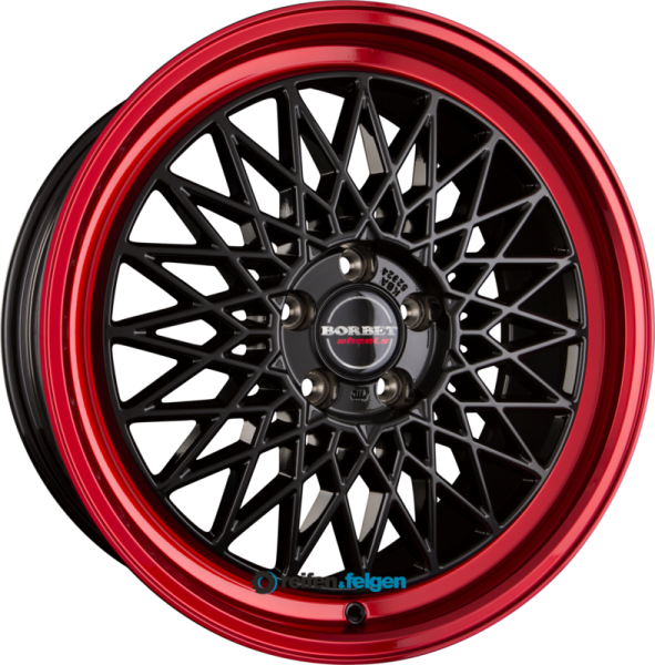 BORBET B 7x17 ET20 4x108 NB65.1 Black Rim Red