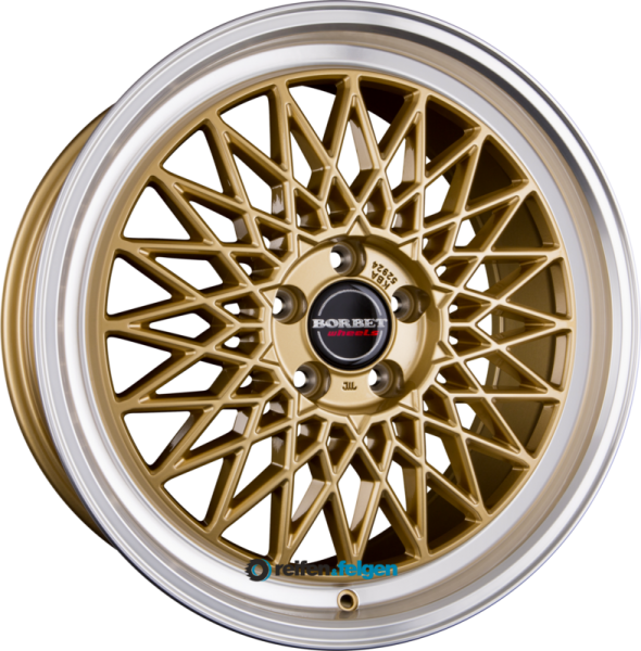 BORBET B 7x17 ET30 4x100 NB64 Gold Rim Polished