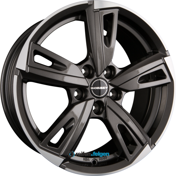BORBET BU1 7.5x17 ET40 5x114.3 NB72.5 Mistral Anthracite Glossy Polished
