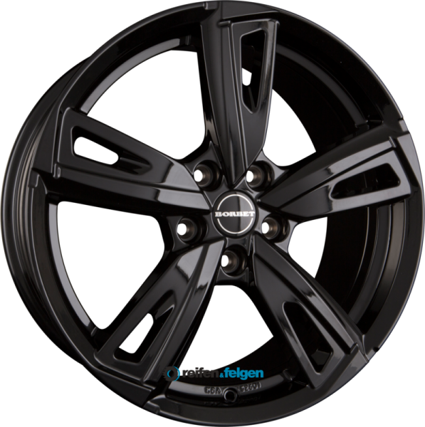 BORBET BU1 7.5x17 ET50 5x114.3 NB72.5 Black Glossy