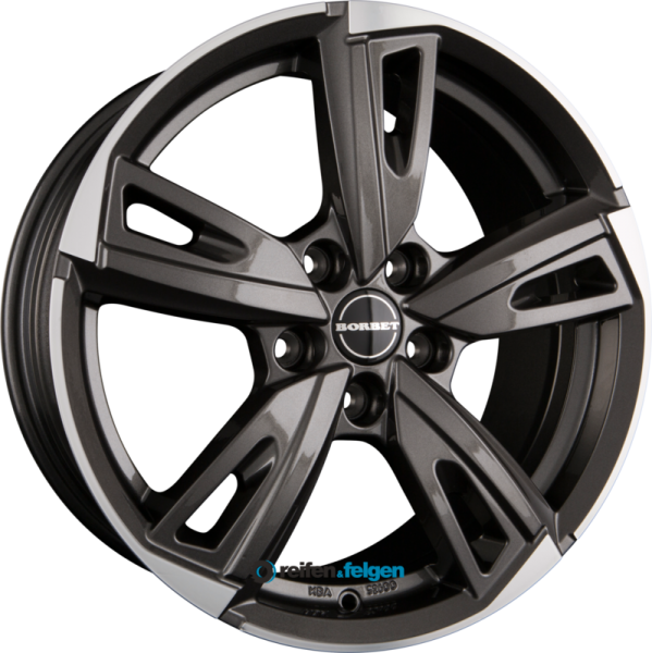 BORBET BU1 8x18 ET50 5x114.3 NB72.5 Mistral Anthracite Glossy Polished