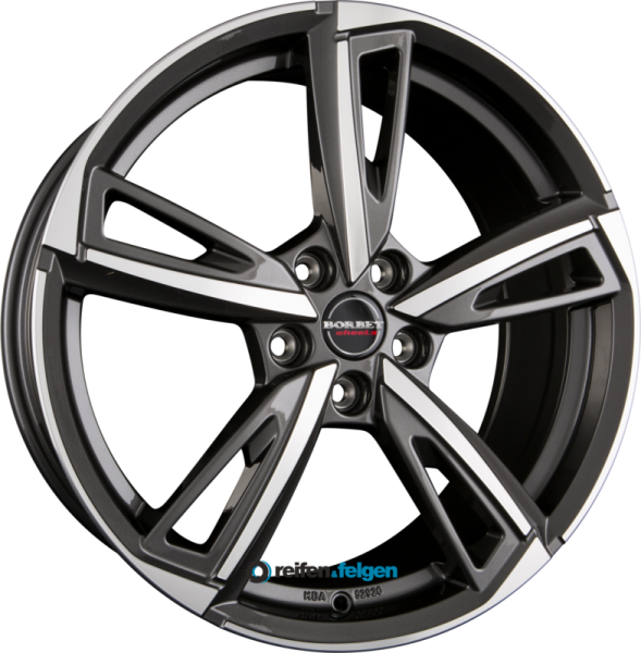 BORBET BU1 8x19 ET30 5x112 NB72.5 Mistral Anthracite Glossy Polished