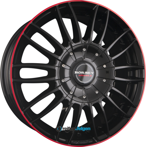 BORBET CW3 7.5x18 ET47 6x130 NB84.1 Black Glossy Red Ring