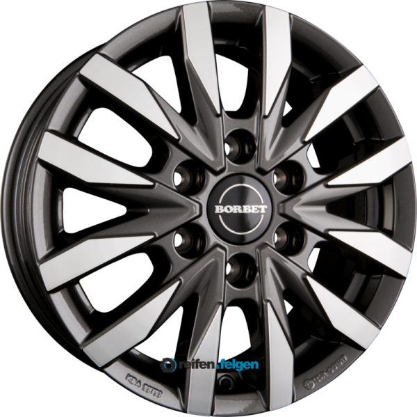 BORBET CW6 6.5x16 ET62 6x130 NB84.1 Mistral Anthracite Glossy Polished