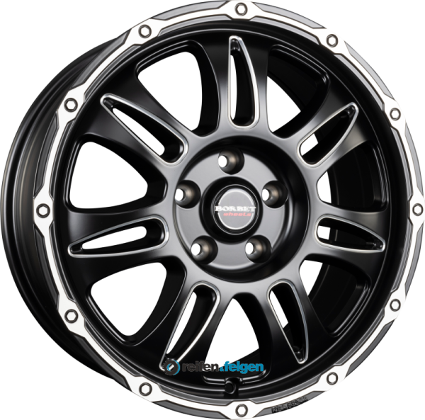 BORBET CW8 8x18 ET38 5x114.3 NB66.1 Black Rim Window Polished Matt werk91-4 8x18 ET38 5x114,3 Alufelge Schwarz