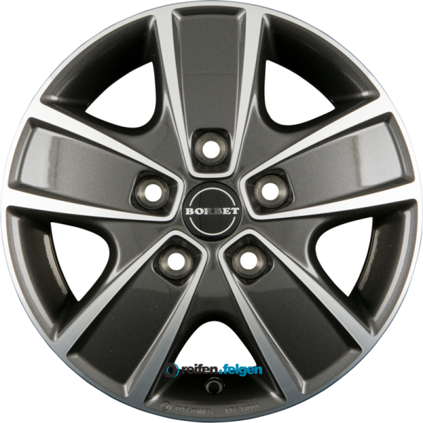 BORBET CWG 6x16 ET68 5x130 NB78.1 Mistral Anthracite Polished