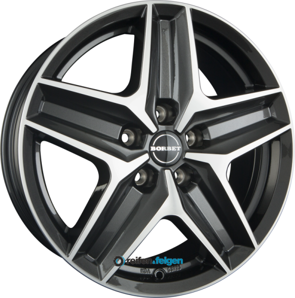 BORBET CWZ 7.5x18 ET53 5x118 NB71.1 Mistral Anthracite Glossy Polished