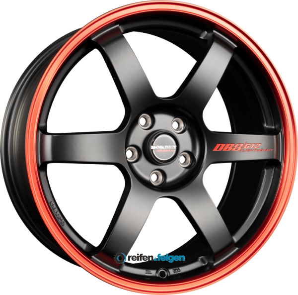 BORBET DB8GT2 8.5x19 ET45 5x114.3 NB72.5 Black Matt Rim Red