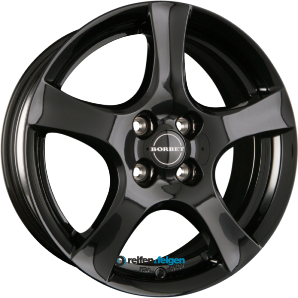 BORBET F 6x15 ET37.5 4x108 NB63.4 Black Glossy werk91-4 6x15 ET37 4x108 Alufelge Schwarz