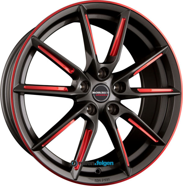 BORBET LX 8.5x20 ET45 5x112 NB57.1 Graphite Spoke Rim Red Polished