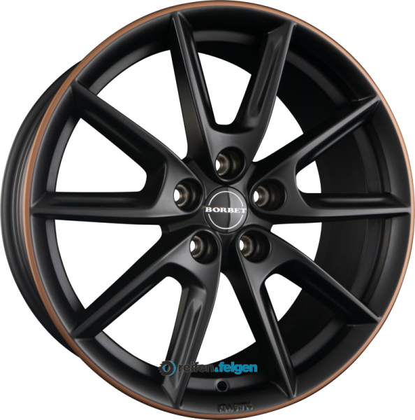 BORBET LX 8x18 ET44 5x112 NB57.1 Black Matt Rim Copper
