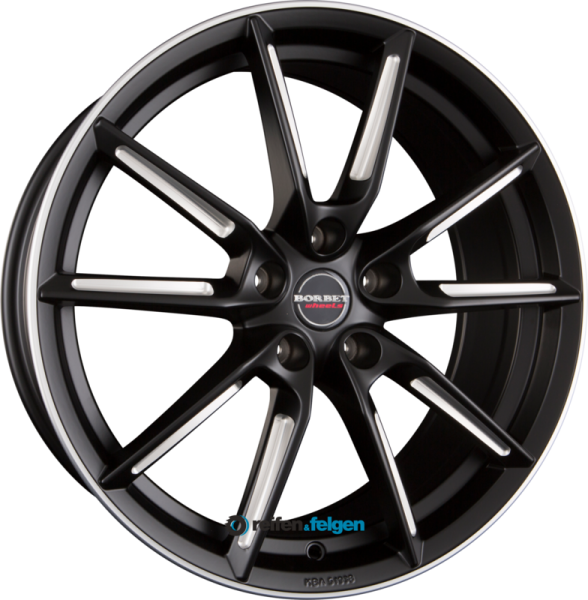 BORBET LX 8x19 ET44 5x112 NB57.1 Black Matt Spoke Rim Polished