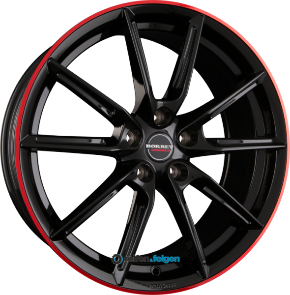 BORBET LX 8x19 ET45 5x114.3 NB72.5 Black Glossy Rim Red