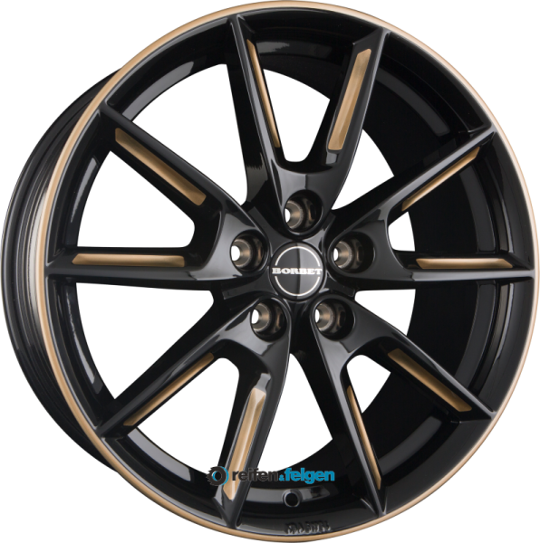 BORBET LX 8x19 ET50 5x112 NB66.6 Black Glossy Gold Spoke Rim