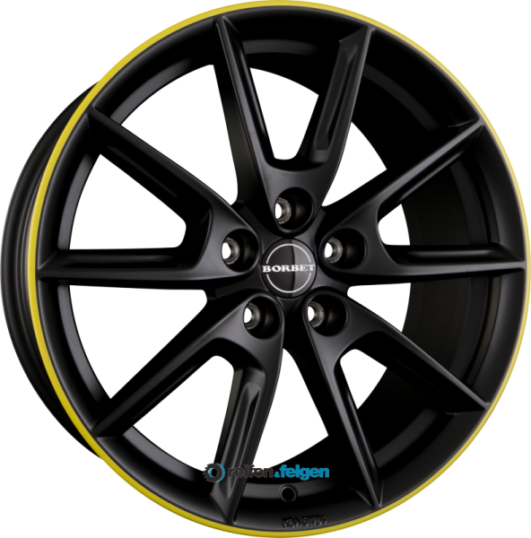 BORBET LX 8x19 ET50 5x112 NB66.6 Black Matt Rim Yellow
