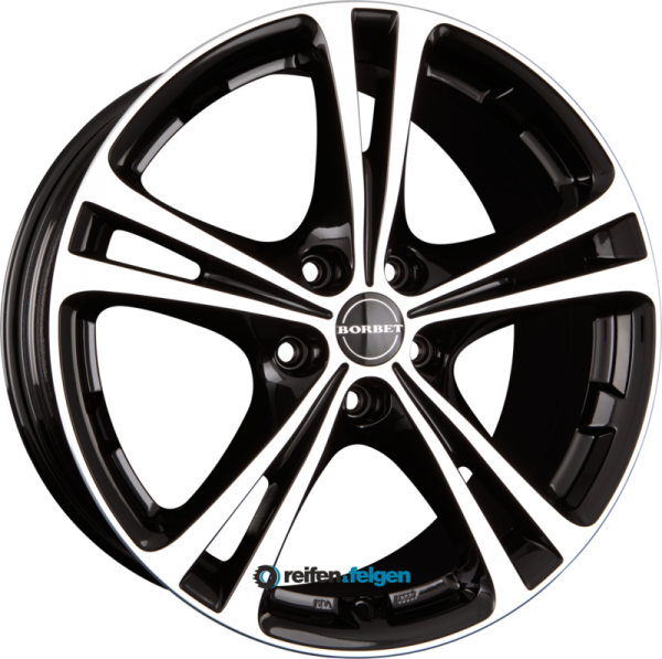 BORBET XL 8x18 ET40 5x114.3 NB72.6 Black Polished