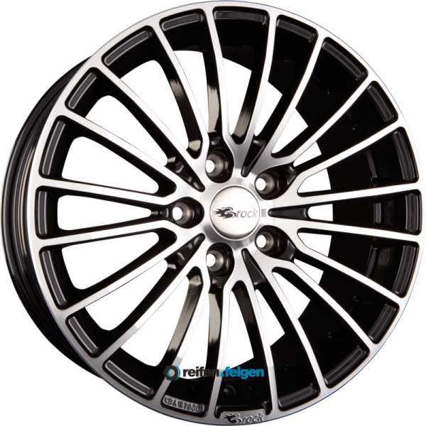 BROCK / RC B24 7.5x17 ET38 5x114.3 NB72.6 Schwarz Glanz Voll Poliert (SGVP)