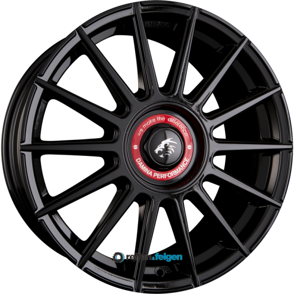 Damina Performance DM09 8.5x19 ET35 5x112 5x120 NB72.6 Black Painted Red Ring