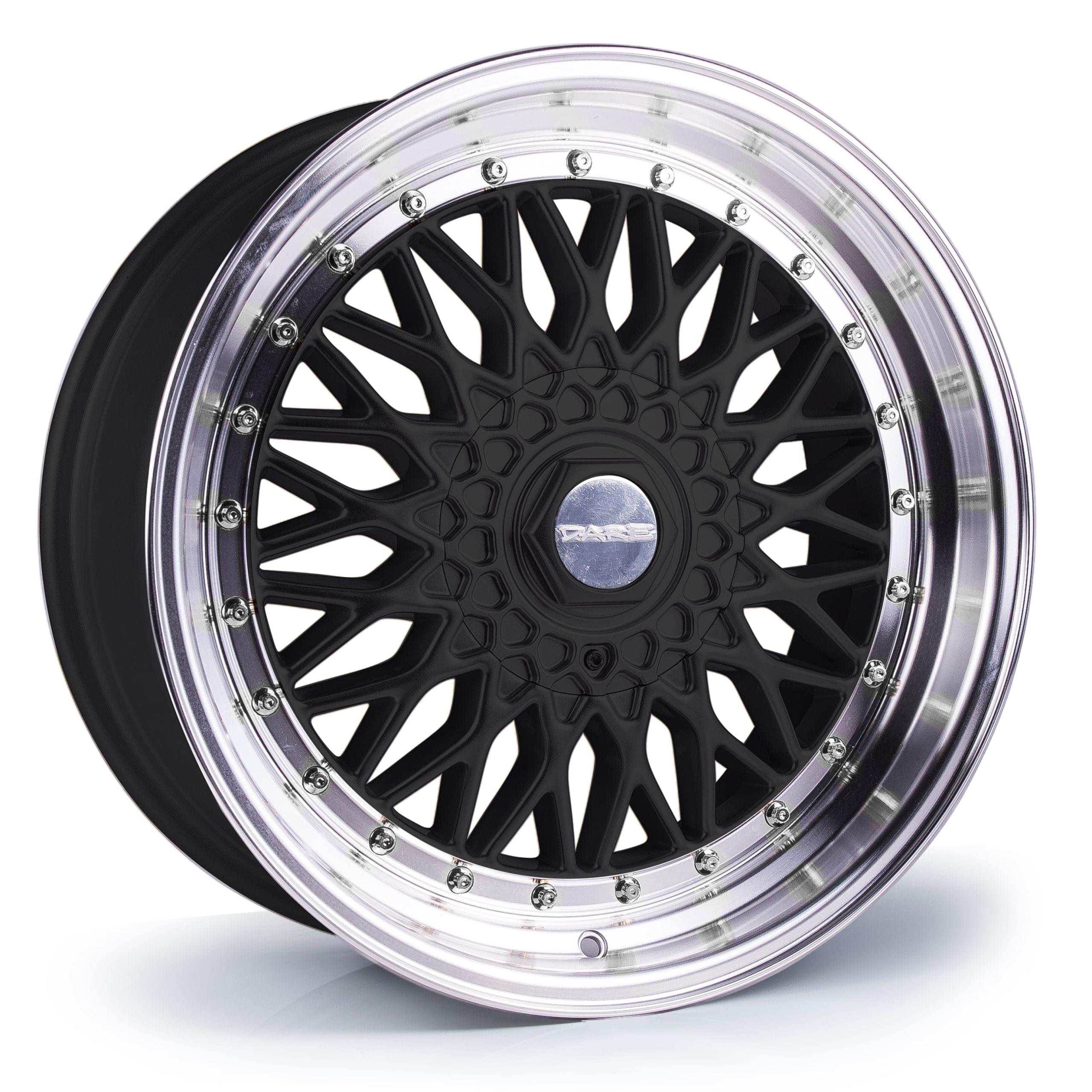 Dare DRRS 7.5X17 4x100 ET35 NB73.1 Gloss Black Polished / Chrome RivETs 7,5x17 ET35 4x100 Alufelge Gloss Black