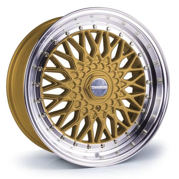 Dare DRRS 7X15 4x100 ET20 NB73.1 Gold Polished / Chrome RivETs 7x15 ET20 4x100 Alufelge Gold