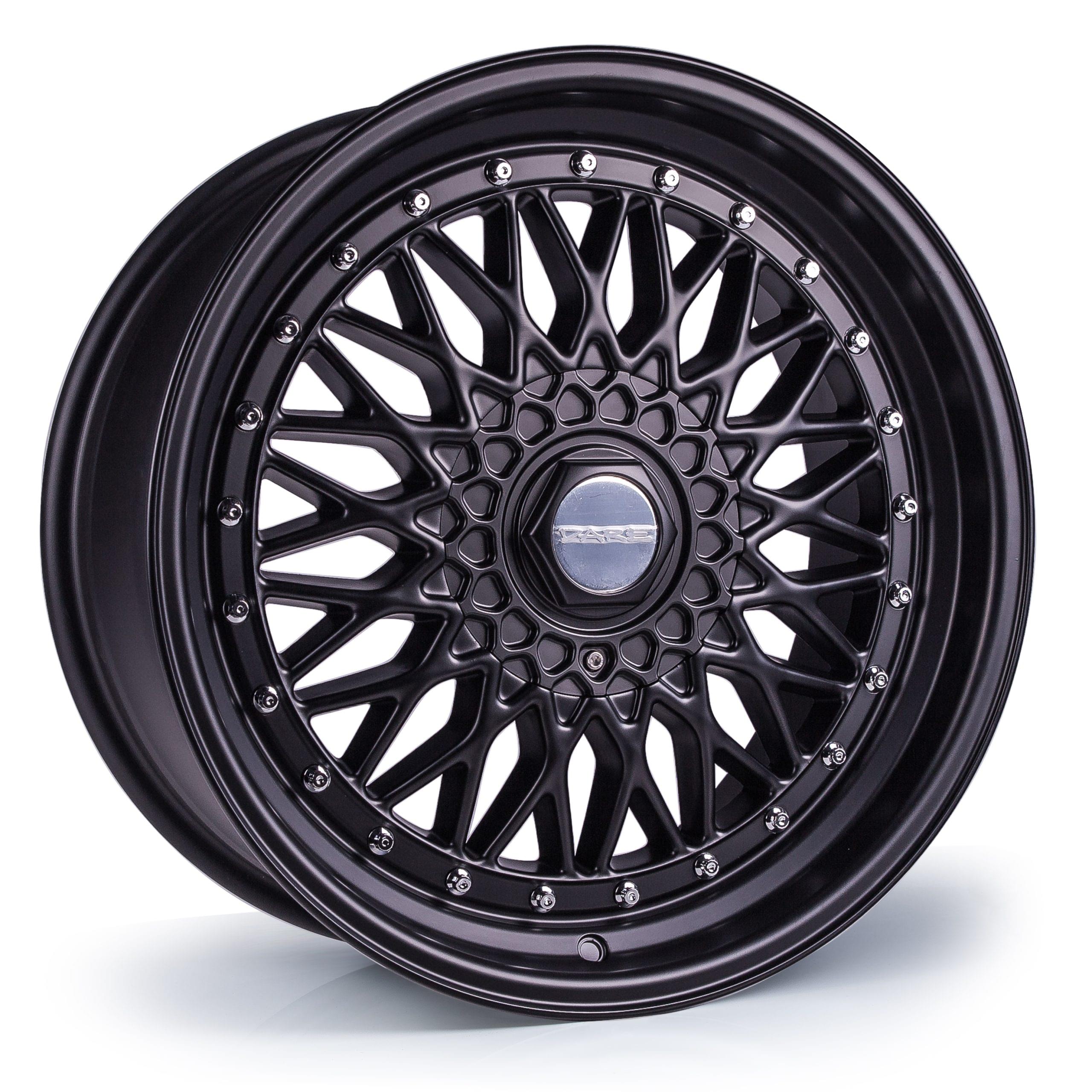 Dare DRRS 9X16 4x100 ET20 NB73.1 Matt Black / Chrome RivETs 9x16 ET20 4x100 Alufelge Matt Schwarz