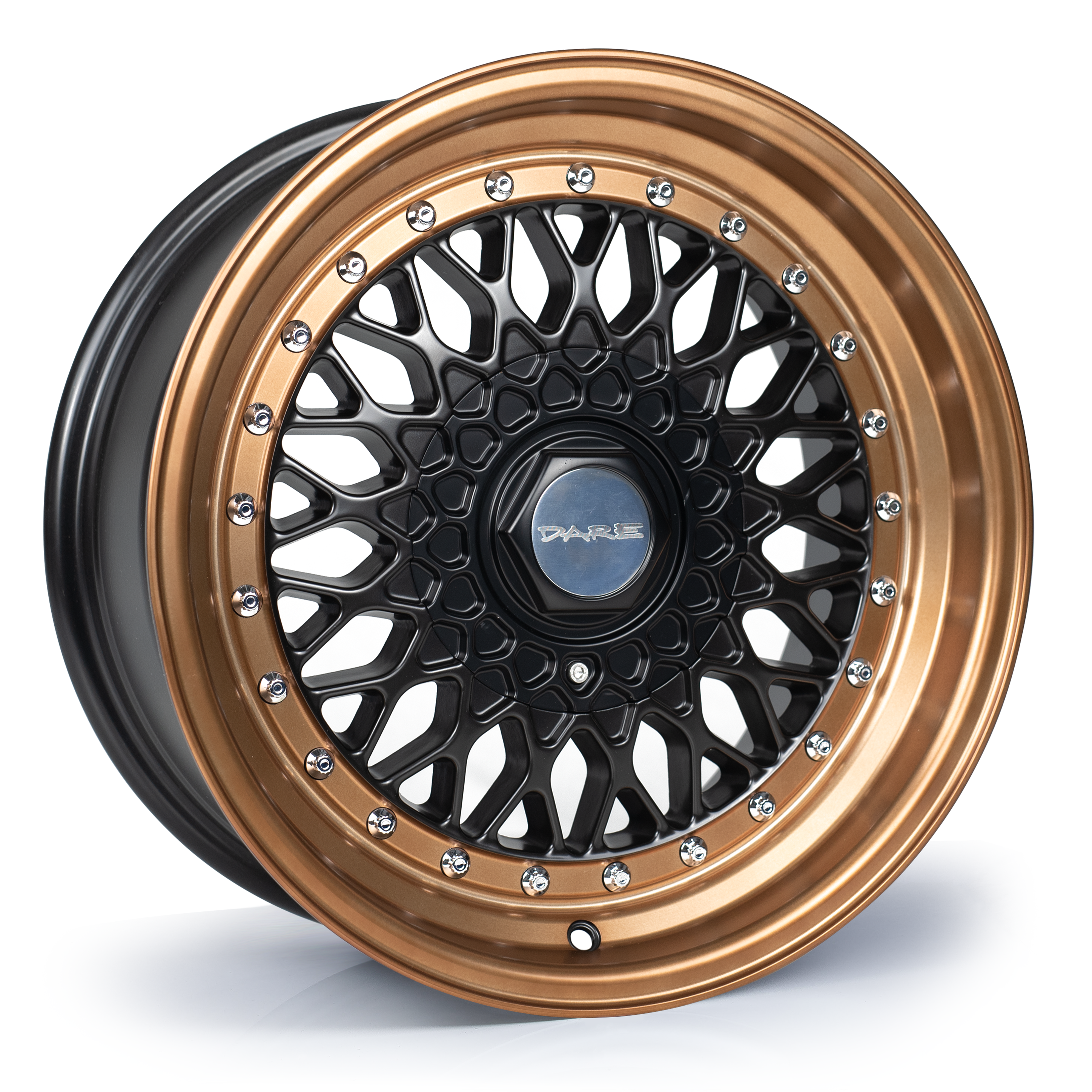 Dare DRRS 9X16 4x100 ET20 NB73.1 Matt Black Bronze / Chrome RivETs 9x16 ET20 4x100 Alufelge Matt Schwarz