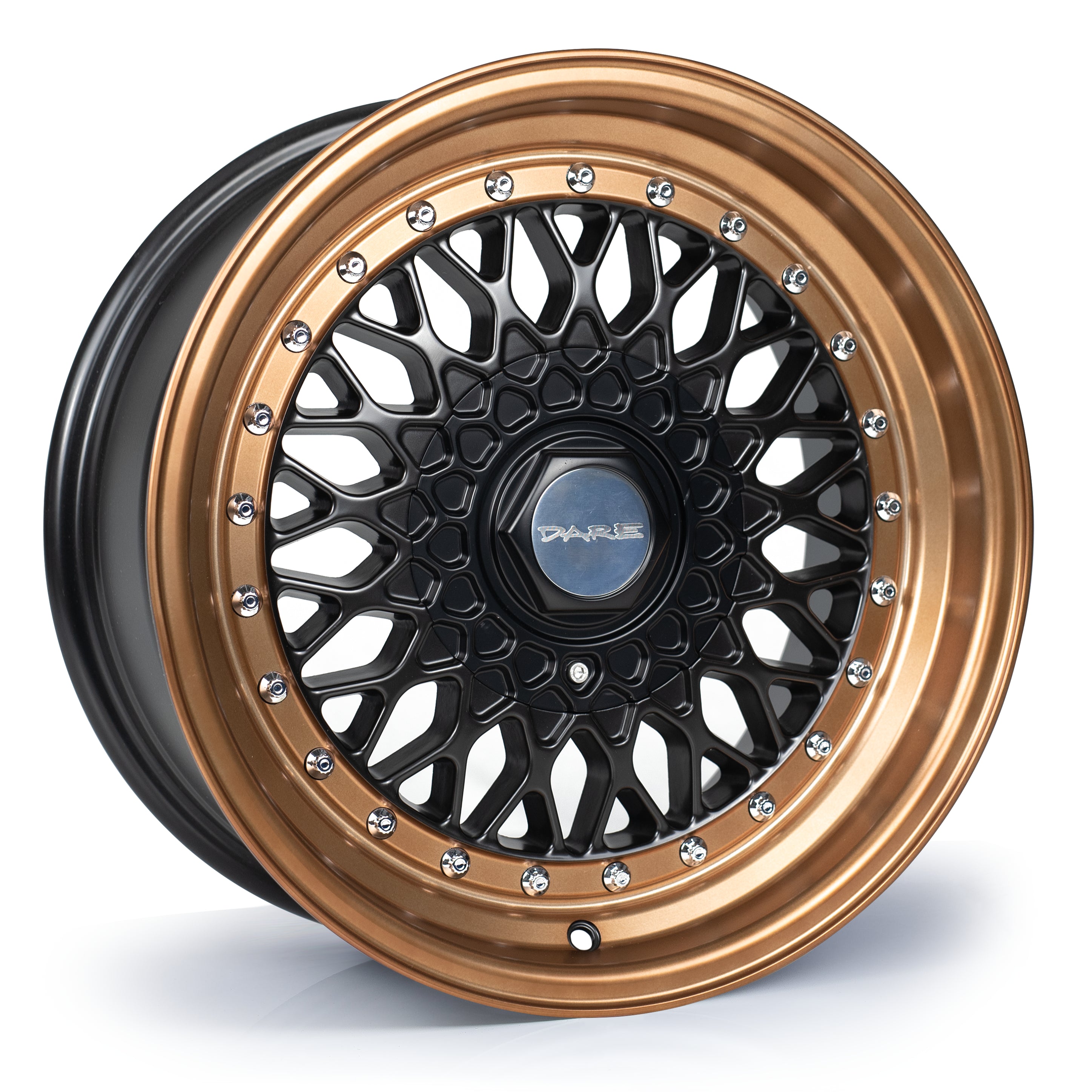 Dare DRRS 8X15 4x100 ET15 NB73.1 Matt Black Bronze / Chrome RivETs