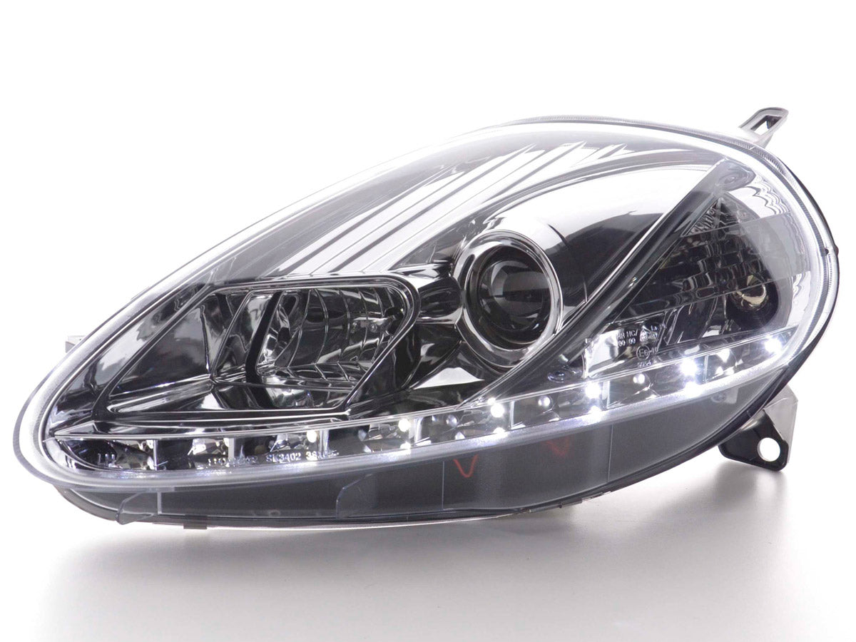 Scheinwerfer Set Daylight LED TFL-Optik Fiat Grande Punto Typ 199 Bj. 05-08 chrom